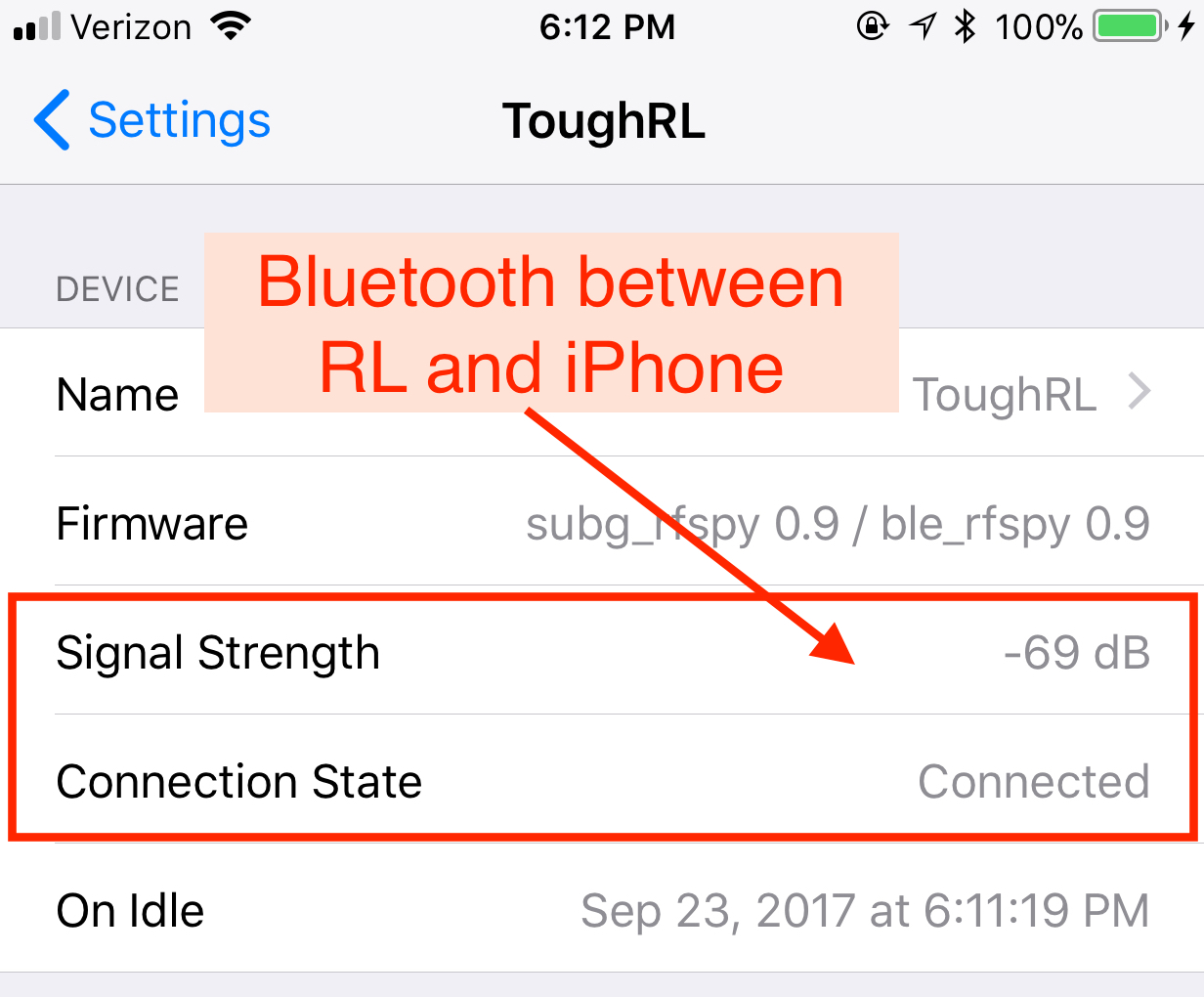 device window showing Signal Strength and Connection State