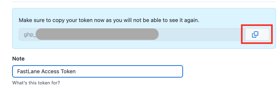 copy fastlane access token on github