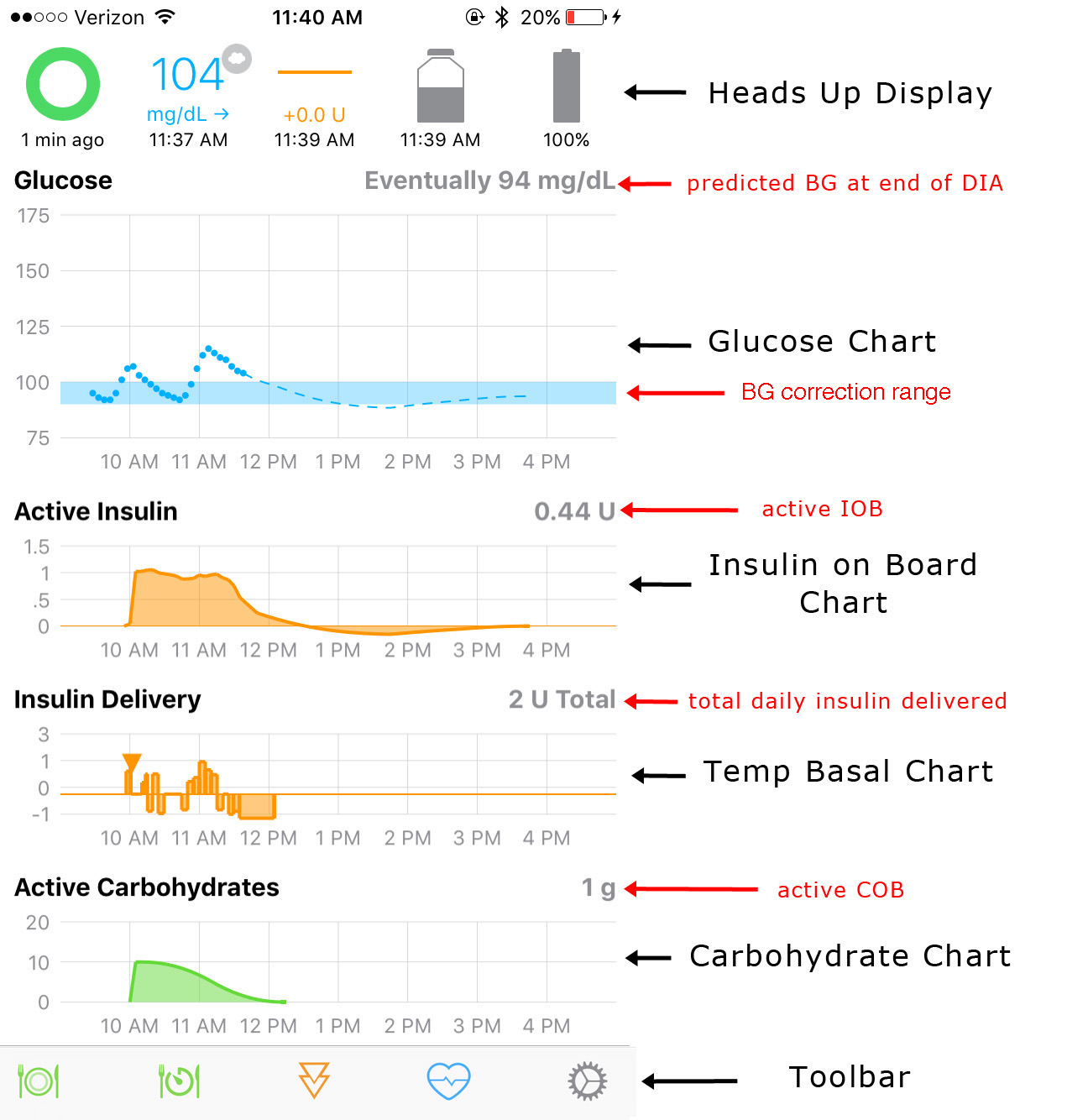 Loop Primary Display with Heads-Up Display, Charts and Toolbar